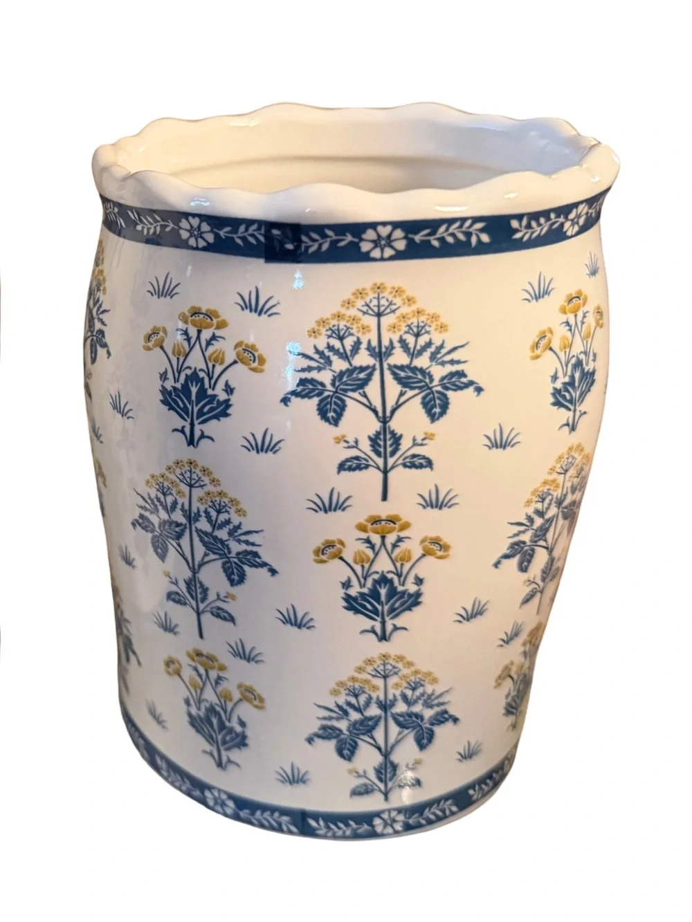 Morris & Co NWT 2pcs Yellow Blue & White Daisy Ceramic Canister Vanity Set